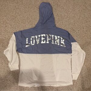 PINK Victoria's Secret Blue and White Long Sleeve Tee